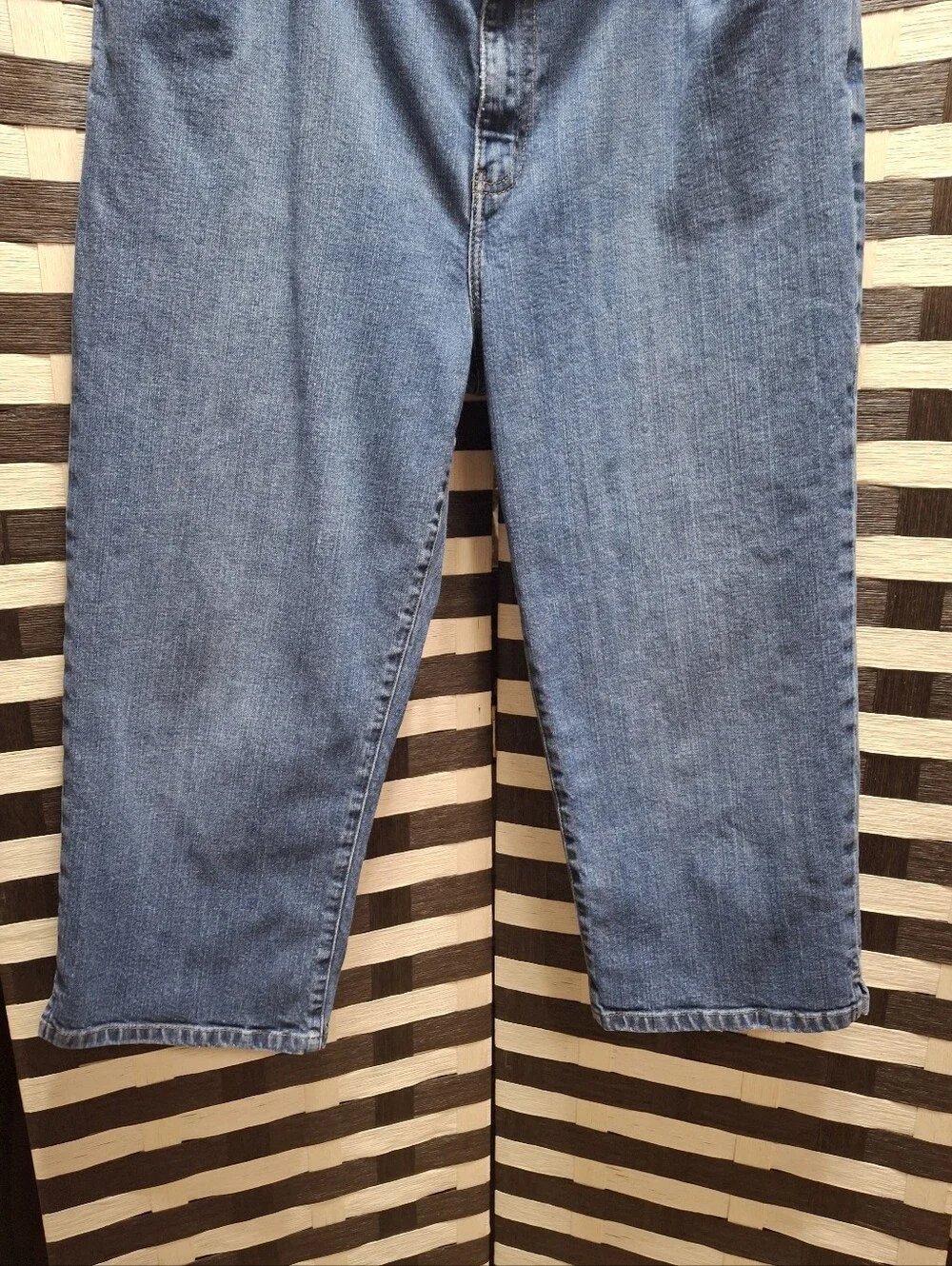 Y2K Lauren Jean Co. Crop Wide Leg Capri Denim Jeans Thailand Made Women Size 14 - Picture 5 of 16